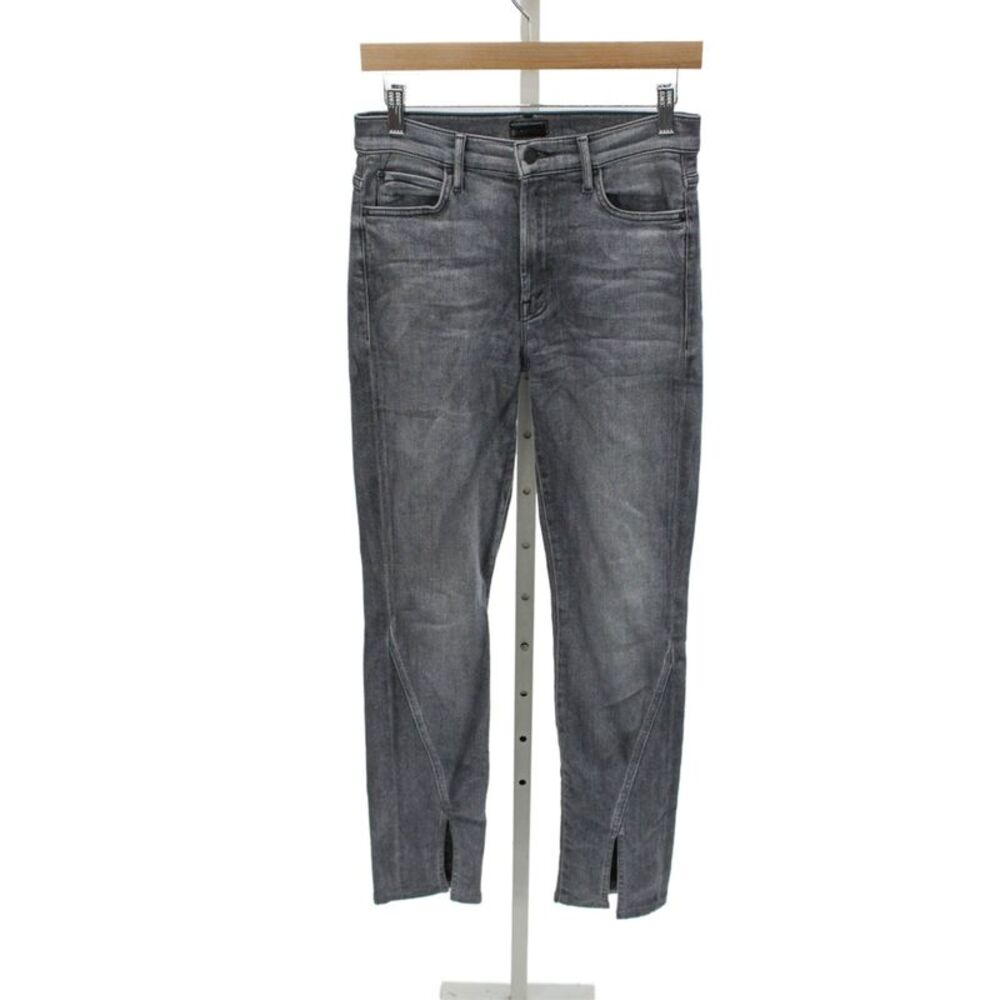 Mother Womens Skinny Jeans Gray Cotton High Rise Button Size 26